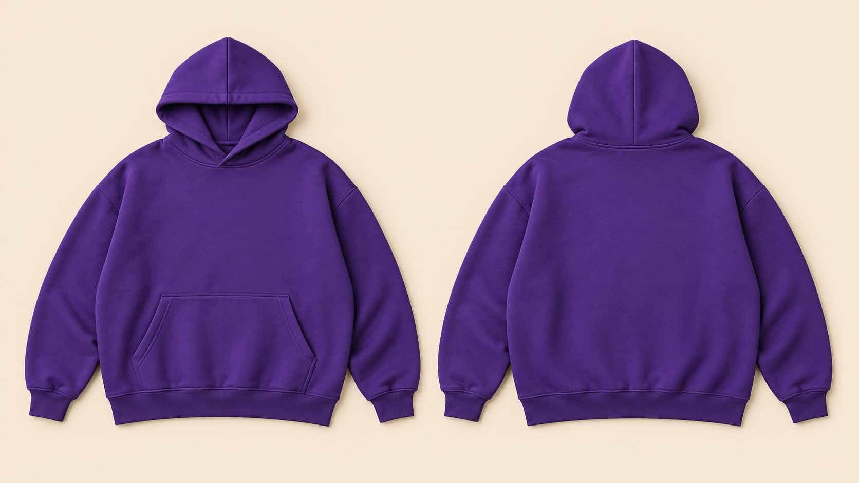 Concept purple hoodie shown front and back